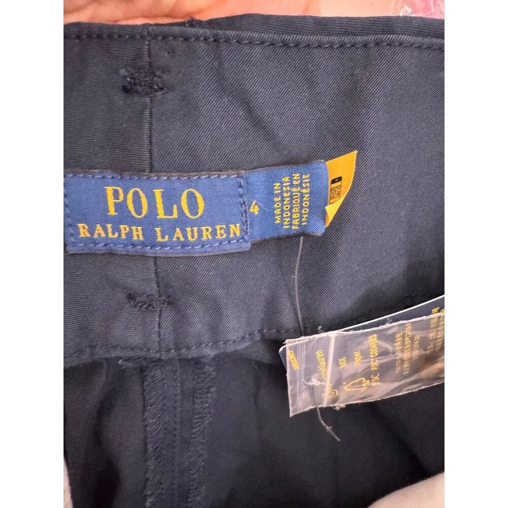 Polo Ralph Lauren High waist Pleated chino pants belted‎ navy 90s office sz 4